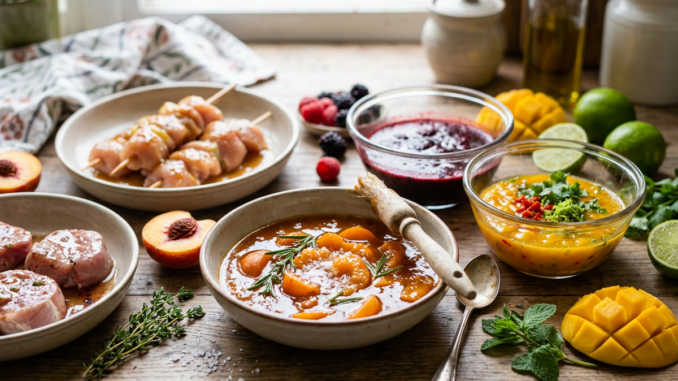 Süß-fruchtige Marinaden und Chutneys für den perfekten Grillabend (KI)