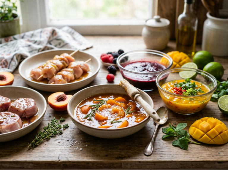 Süß-fruchtige Marinaden und Chutneys für den perfekten Grillabend (KI)